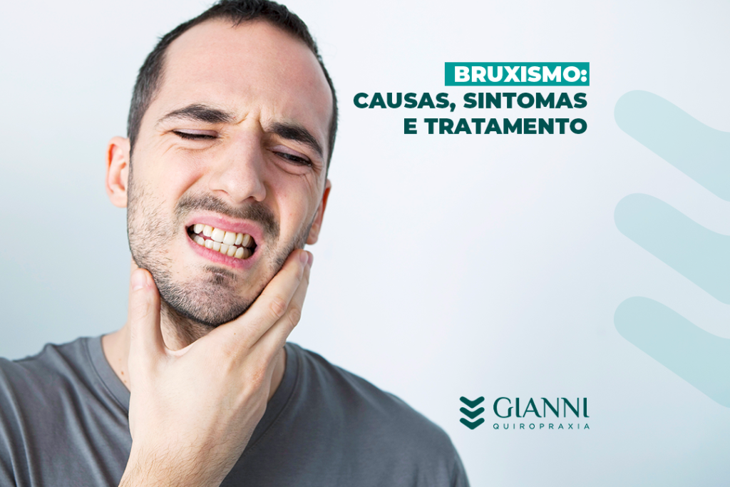 Imagem de um homem com dor de dentes devido ao bruxismo